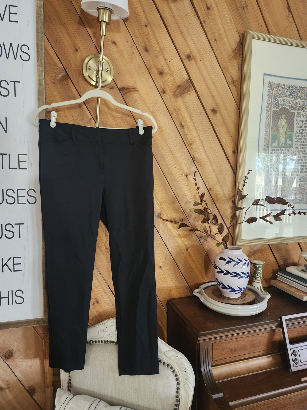 Liz Claiborne Tailored Emma Black Ponte Slim Ankle Trousers Pants 8 26" Slacks - Picture 2 of 8
